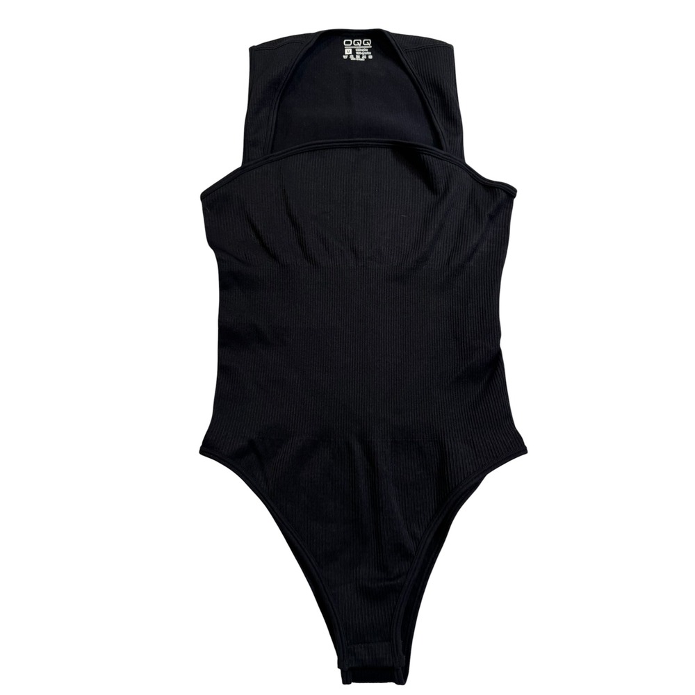 OQQ Womens 3 Pack Ribbed Cutout Bodysuit Set Black White Brown Size Medium - Picture 6 of 7